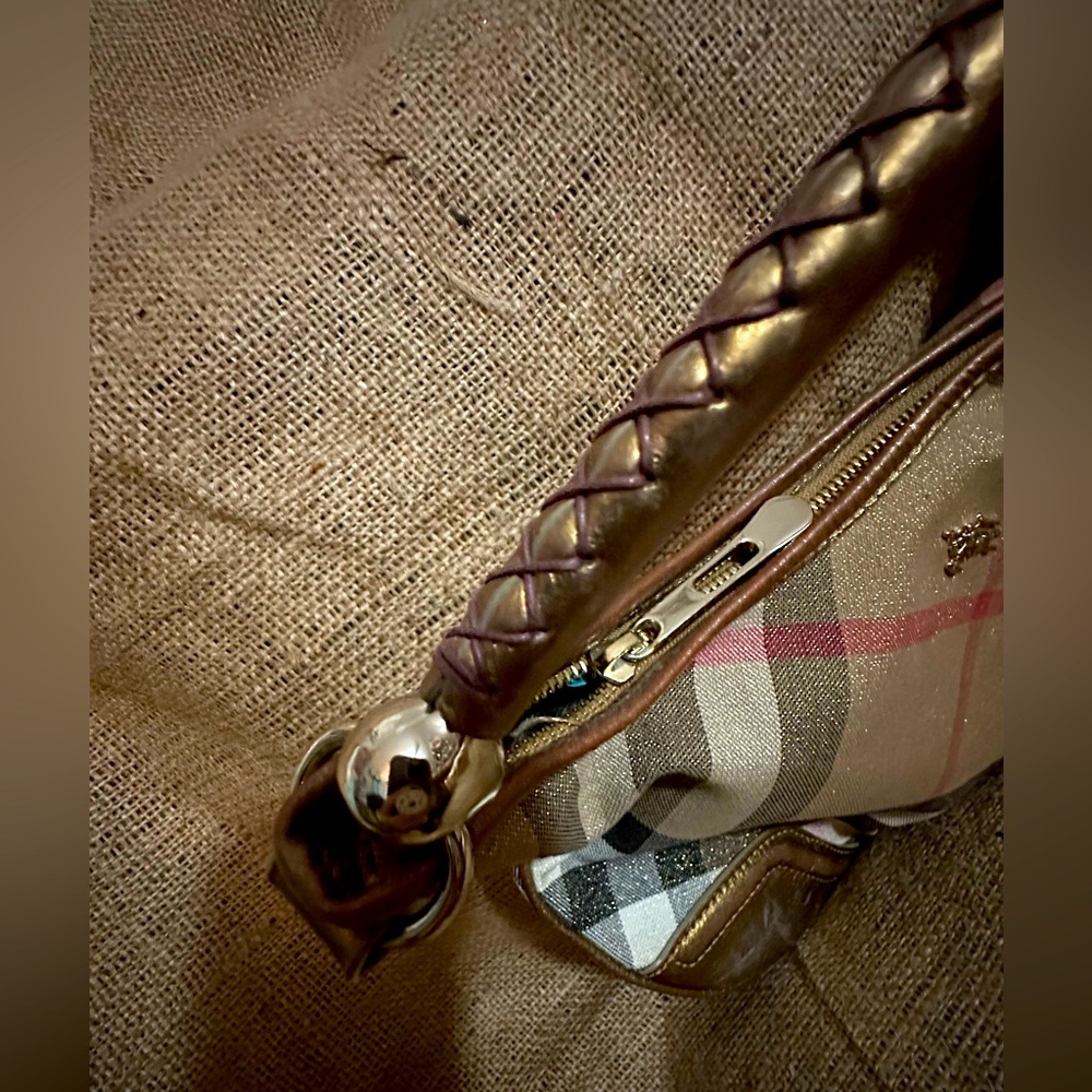 Burberry Metallic ✨ Beige Nova Check Canvas & Leather Hobo Bag 🤎❤️🖤🤍 w/dustbag - Picture 11 of 13